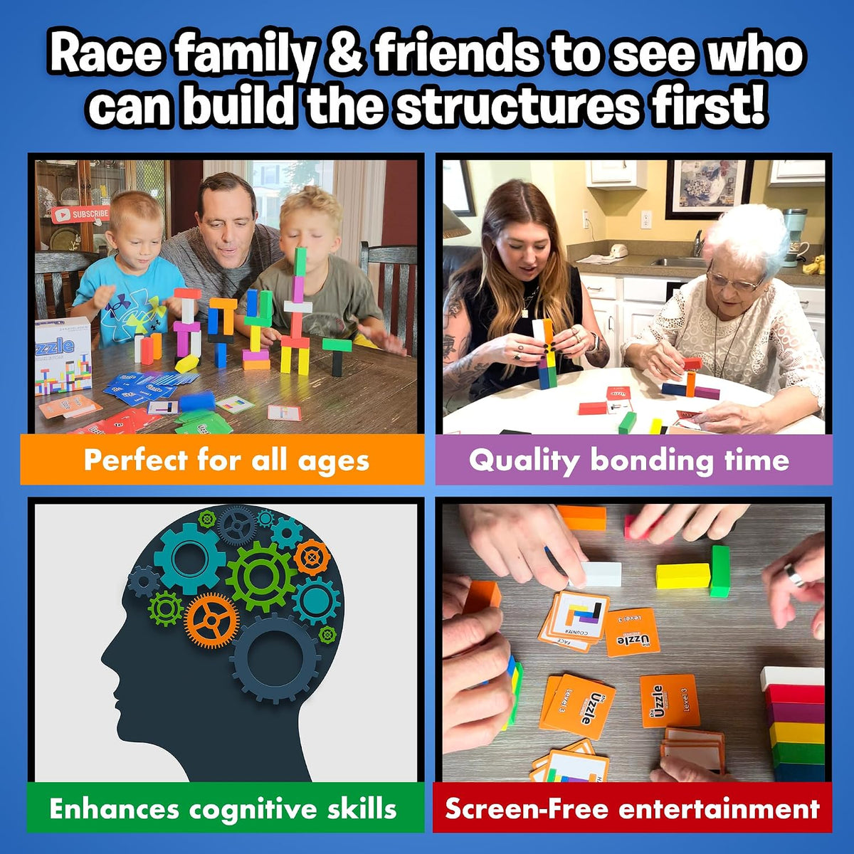 Fast-Paced Family Board Game - Multiple Difficulty Levels - Enjoyable and Challenging Puzzle Game Ц 2 to 4 Players Ц A Complete Family Night Fun Package - for Ages 4+