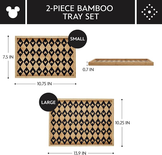 Disney Home Monochrome Serving Tray Set, 2 Piece - Bamboo