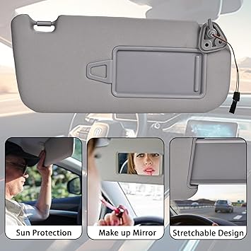 Elantra Sun Visor US Version Right Passenger Side Fit for 2007-2010 Hyundai Elantra Replace OE 852022H0208M Gray Fabric (Right Passenger Side)