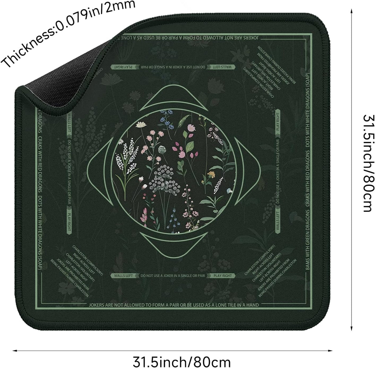 Mahjong Mat for Table, Durable Mahjong Table Cover with Unique Design, Premium Mahjong Accessories, Perfect Mahjong Gifts for Women, Game Mat for Mahjong and Board Game Enthusiasts (Emerald Reverie) ( doesn’t come with the bag )