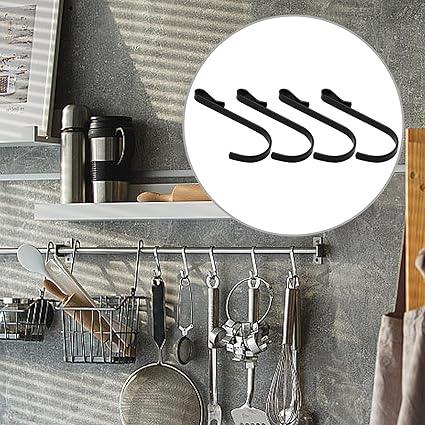 20 Pcs J Shaped Hook, Black Snap-On Hooks, Stainless Steel Clip-on Hook, Hanging Sink Grid Hook, Heavy Duty Wire Rack Hook for Kitchen, Bedroom, Office