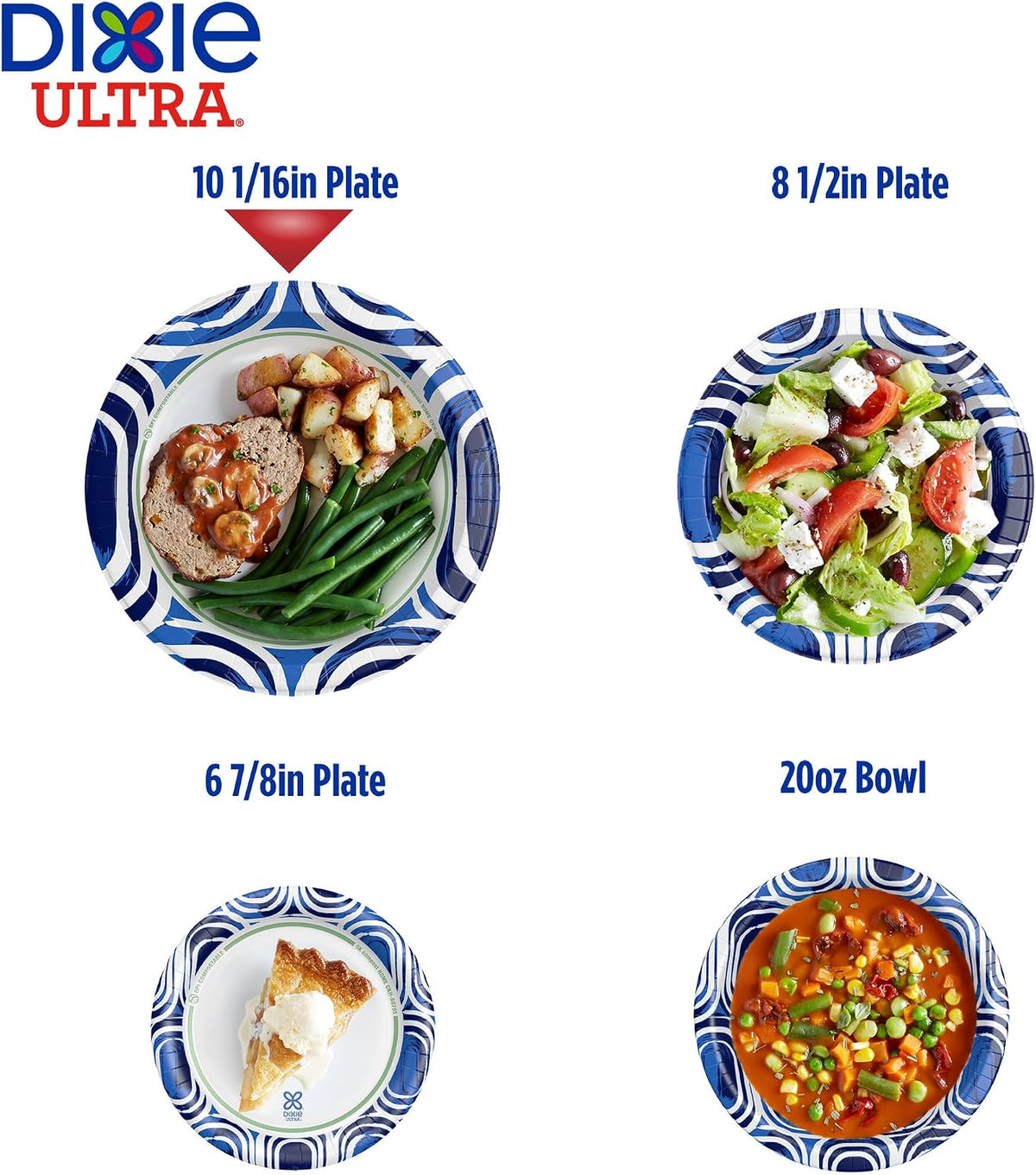 Dixie Ultra Large Paper Plates 10 Inch Heavy Duty Disposable Plates 100ct