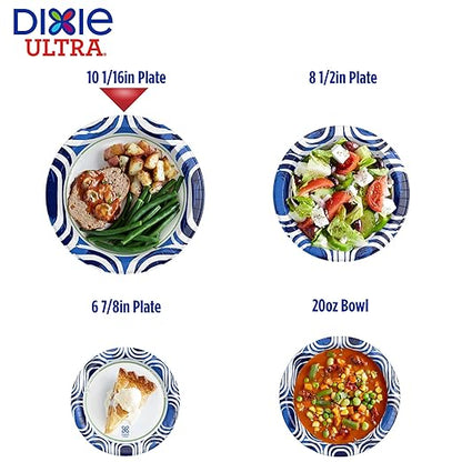 Dixie Ultra, Large Paper Plates, 10 Inch, 44 Count, 3X Stronger, Heavy Duty, Microwave-Safe, Soak-Proof, Cut Resistant, Disposable Plates For Heavy, Messy Meals