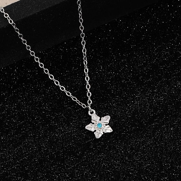Tree Star Leaf Dinosaur Necklace with Blue Crystal Silver Chain Jewelry