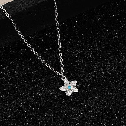 Tree Star Leaf Dinosaur Necklace with Blue Crystal Silver Chain Jewelry
