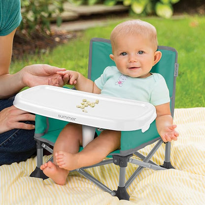Summer by Bright Starts Pop 'N Sit Portable Booster Chair, Floor Seat, IndoorOutdoor Use, Compact Fold, Teal, 6 Mos - 3 Yrs