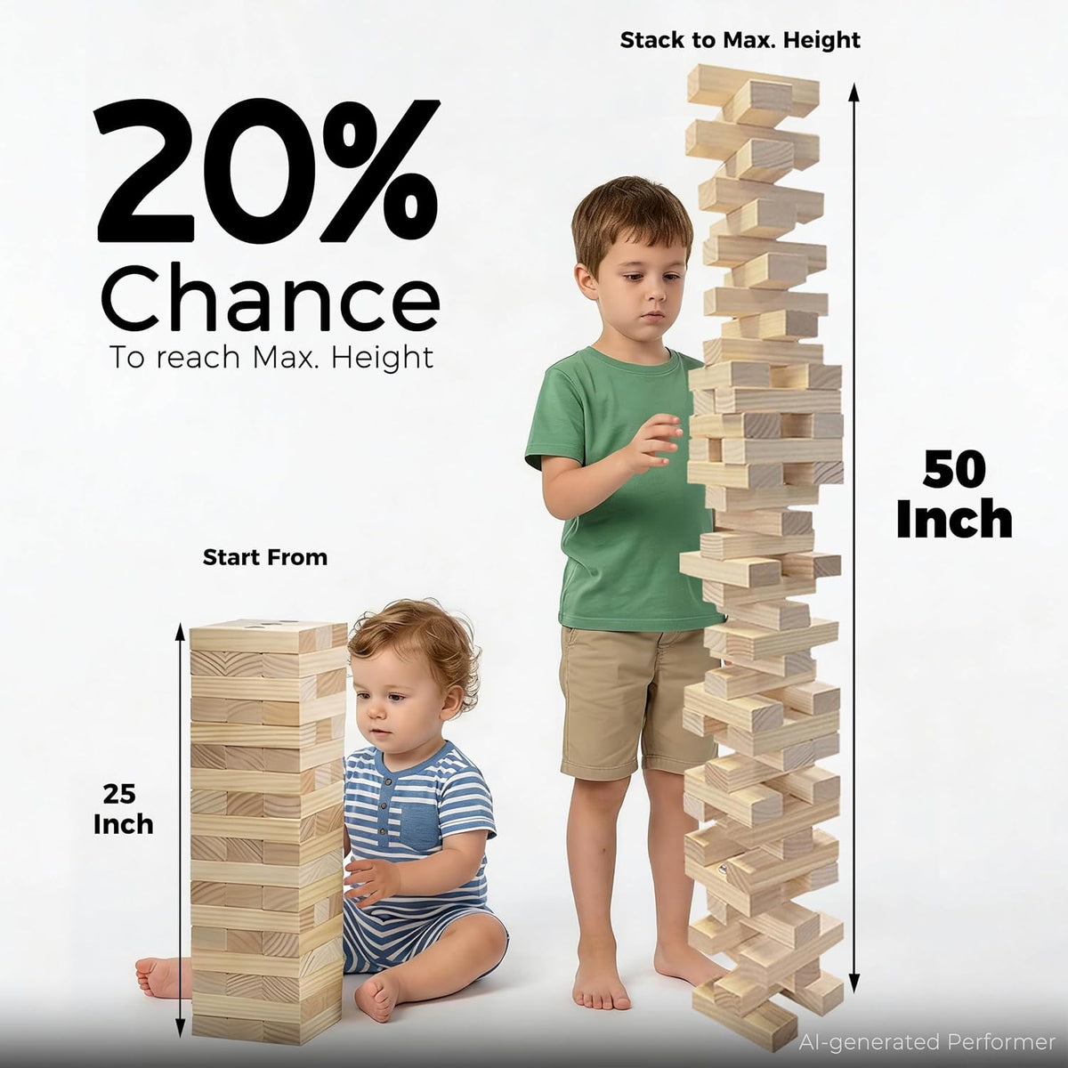 Outdoor Games Giant Wooden Tower Stacking Game - 54 Premium Pine Blocks Stack up to 4.5 FT with Custom Rules Board & Heavy Duty Carry Bag - Outdoor Lawn Games for Backyard Parties, Camping, Tailgating