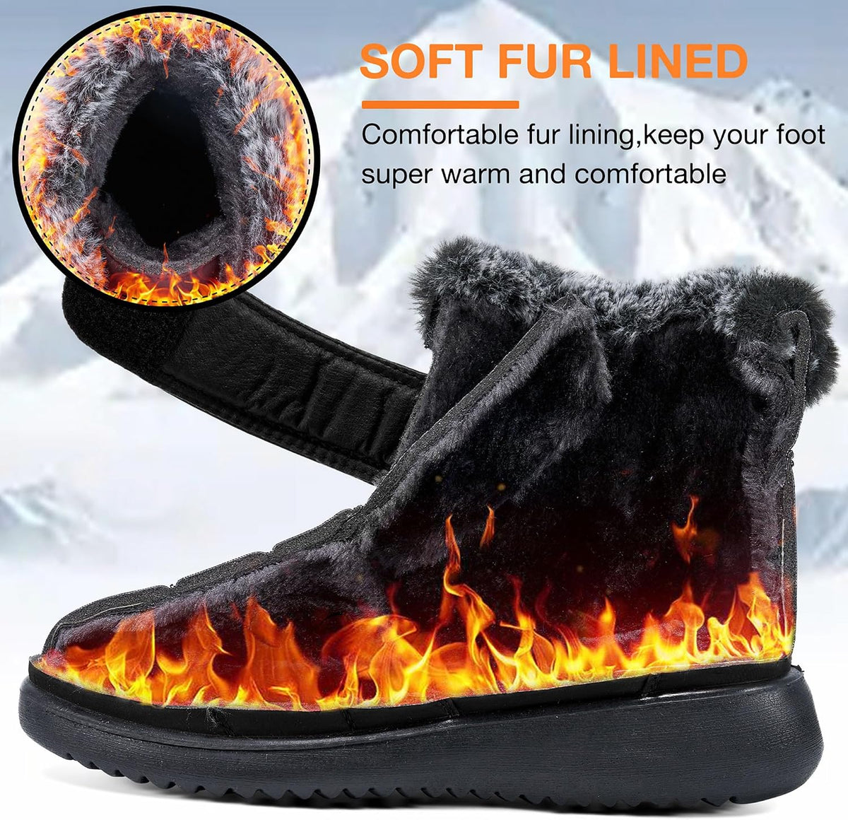 Women Winter Snow Boots: Fur Lined Warm Slip On Boots for Women Waterproof Booties Comfortable Outdoor