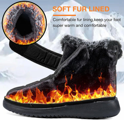 Women Winter Snow Boots: Fur Lined Warm Slip On Boots for Women Waterproof Booties Comfortable Outdoor
