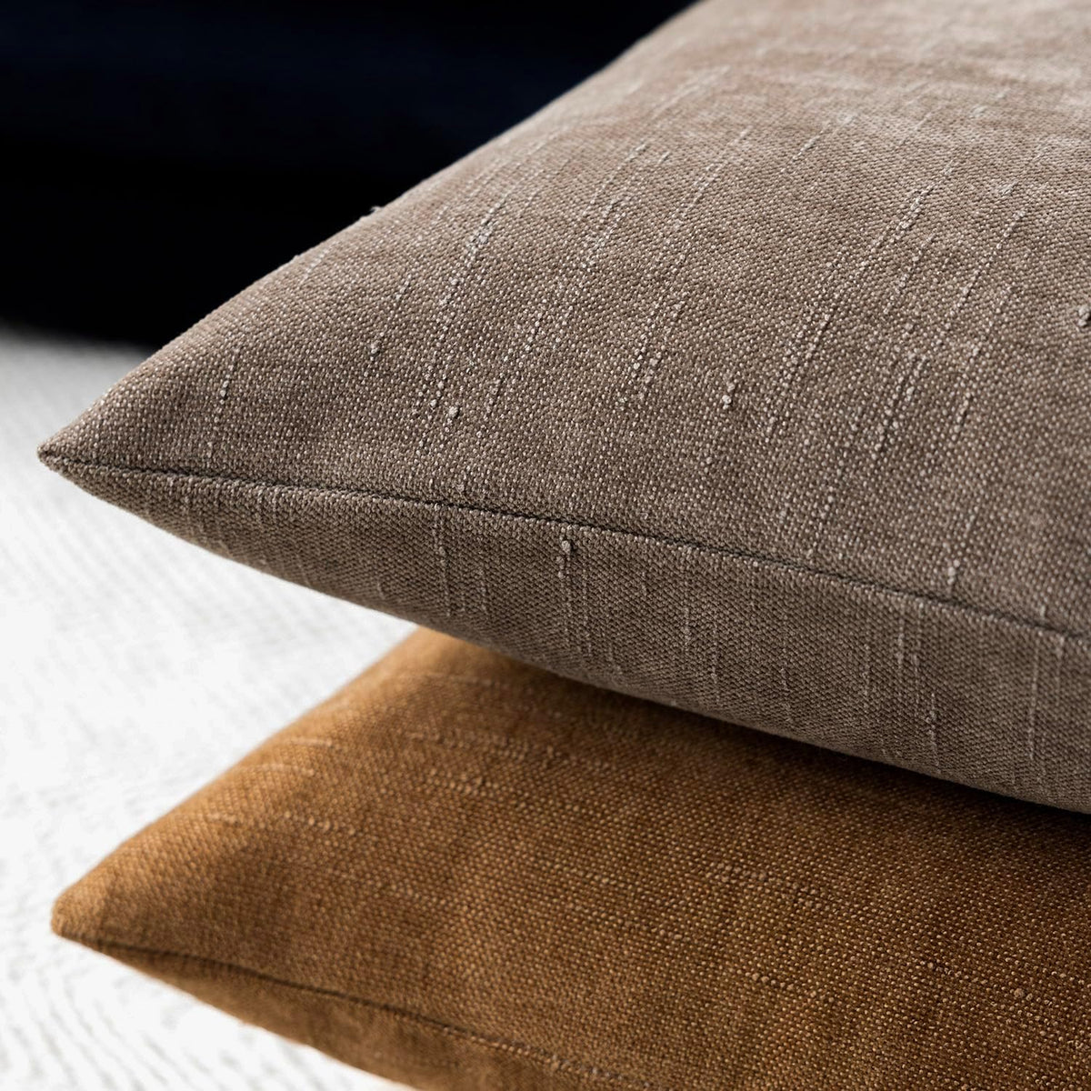 Foindtower Pack of 2 Soft Textured Chenille Throw Decorative Pillow Covers Square Accent Solid Cushion Cover Cozy Farmhouse Pillow Case with Zipper for Couch Sofa Bedroom Living Room 24x24 Inch, Taupe
