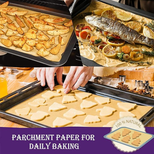200 Pcs Unbleached Parchment Paper Baking Sheets, 12 x 16 Inch, Precut Non-Stick Parchment Sheets for Baking, Cooking, Grilling, Air Fryer and Steaming - Unbleached, Fit for Half Sheet Pans