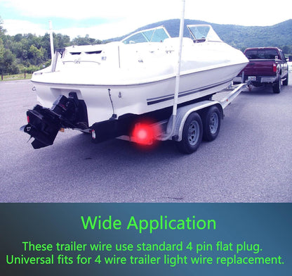 50Foot 4Pin 5Wire Trailer Wire Harness, Premium Towing Wiring Solution, Extended Length Boat Trailer Wiring Kit, 4-Way Trailer Light Wire Brown/Green/Yellow/White for RV Boat Marine