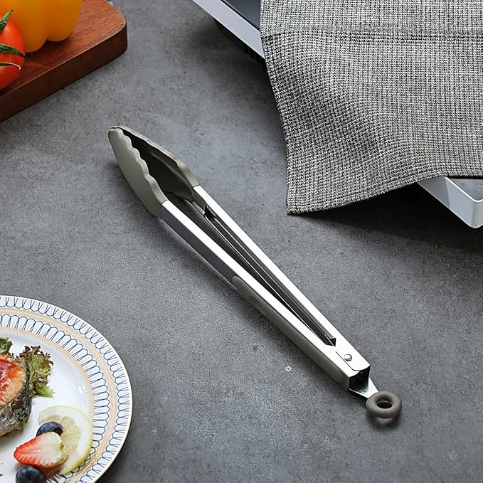 Berglander Cooking Tongs Heavy Duty Food Tongs For Cooking With Silicone Tips, Kitchen Tongs, Grill Tongs, Dishwasher Safe, Easy to Clean