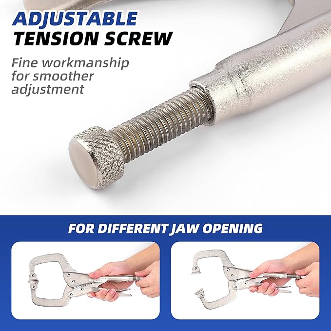 11-Inch C-Clamp Locking Pliers, Heavy Duty Welding C Clamp Pliers with Swivel Pads, Premium Alloy Steel Construction, Quick Release, Fit for Clamping Welding, Woodworking