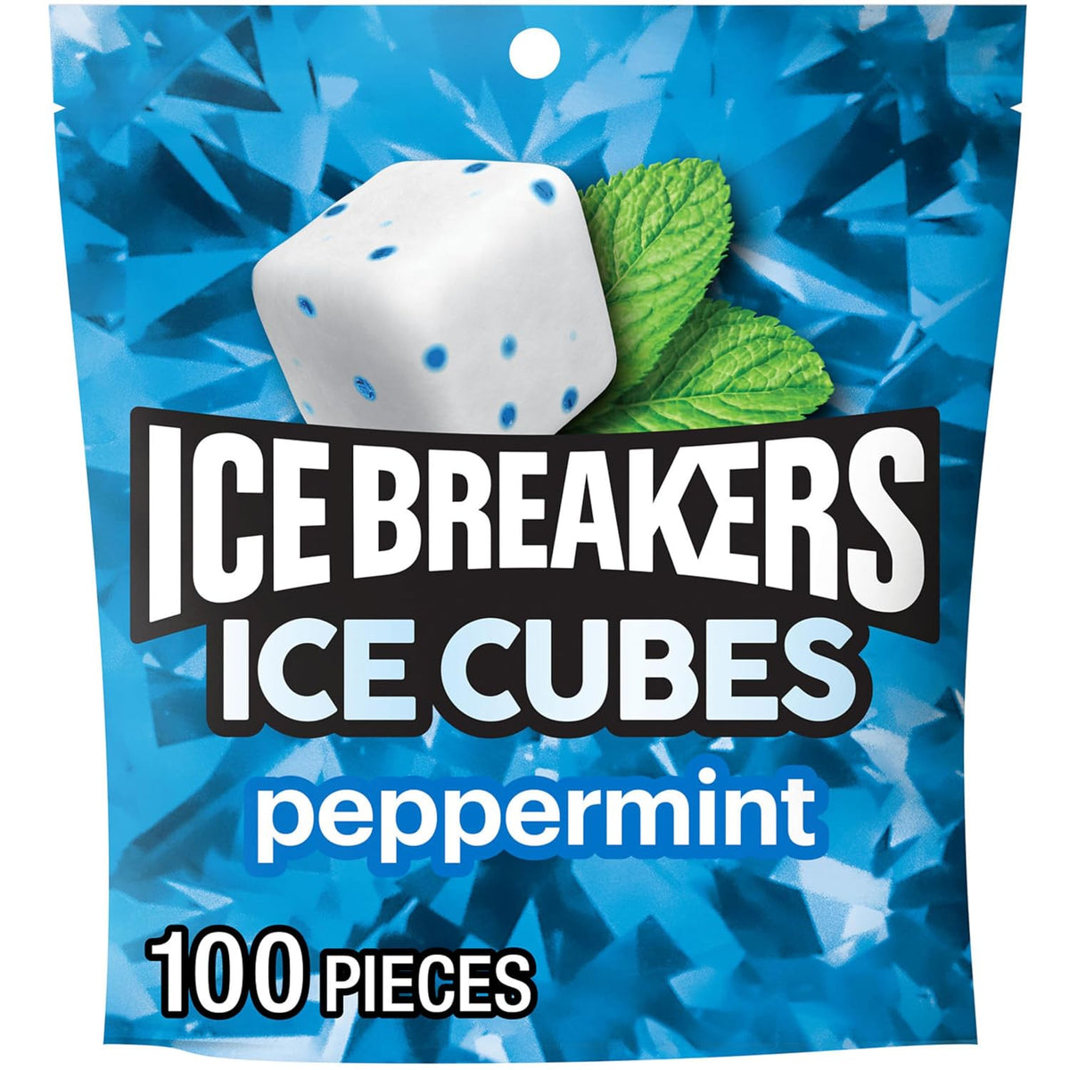 ICE BREAKERS Ice Cubes Peppermint Sugar Free Chewing Gum Pouch, 8.11 oz (100 Pieces