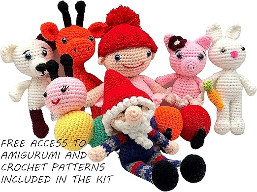 Crochet Yarn, 10x50g Soft Cotton Yarn Skeins, 1200+ Yards, for Crochet and Knitting, Free Crochet/Amigurumi Patterns, Craft DK Yarn Perfect Starter Kit (Rainbow)