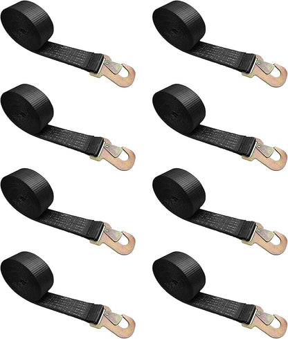 Mega Cargo Control 2 inch x 120 inch Snap Hook Lasso Tow Straps, for Wheel Lift Car Hauling, Trailer, Towing (Pack of 2; Black) - Imported