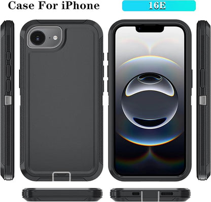 ONOLA Compitable with iPhone 16e Case & iPhone 17e Case with HD Screen Protector, [2 in 1 ] Heavy Duty Protection Phone Case for iPhone 16e /17e 6.1" (Black Grey)