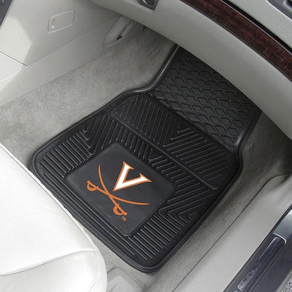 FANMATS 13249 Virginia Cavaliers 2-Piece Heavy Duty Vinyl Car Mat Set, Front Row Floor Mats, All Weather Protection, Universal Fit, Deep Resevoir Design