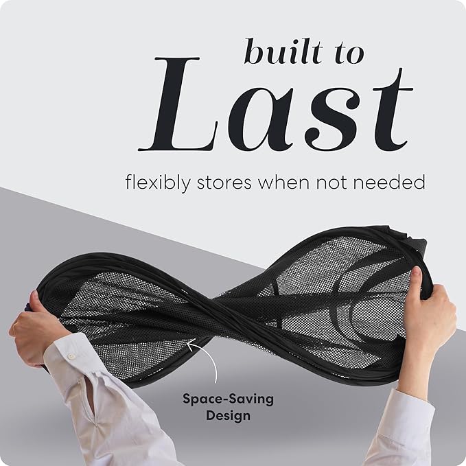 Handy Laundry Collapsible Mesh Pop Up Hamper with Wide Opening and Side Pocket Ai Breathable, Sturdy, Foldable, and Space-Saving Design for Clothes and Storage. (Black)