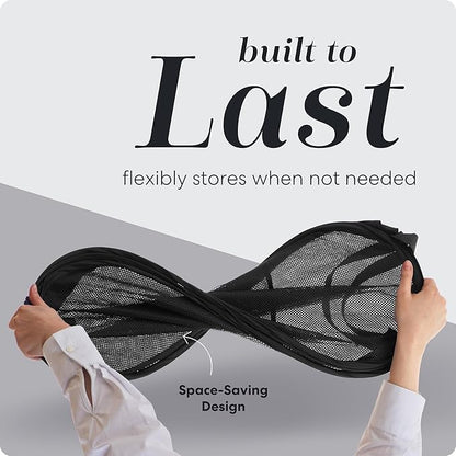 Handy Laundry Collapsible Mesh Pop Up Hamper with Wide Opening and Side Pocket Ai Breathable, Sturdy, Foldable, and Space-Saving Design for Clothes and Storage. (Black)