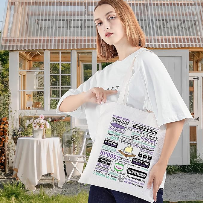 LEVLO WWD Shadows Quote Canvas Tote Bag Fahim Fazli And Emily Fans Gift TV Show Vampire Theme Shoulder Bag For Family Friend