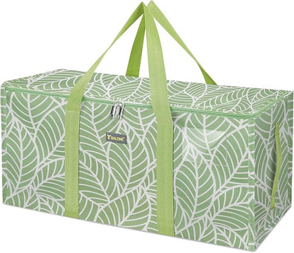 BALEINE Extra Large Storage Tote with Zippers  Carrying Handles, Heavy-Duty Oxford Fabric Moving Bags for Laundry, Space Saving, Storage, Antique Foliage