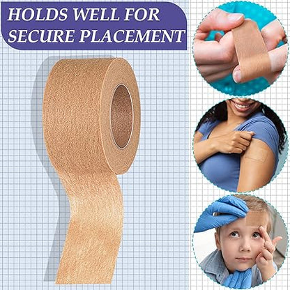 12 Rolls Micropore Tan Tape Skin Tape Adhesive Tape Non Woven Paper Tape for Household Supplies (1 Inch x 10 Yards)