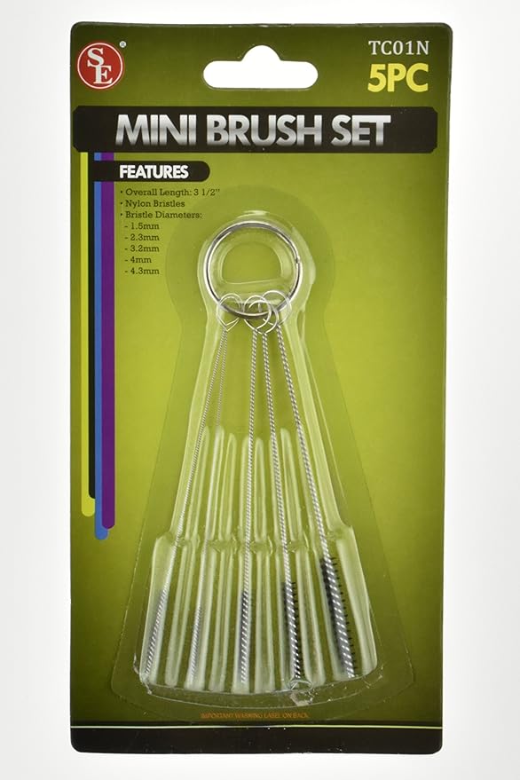 SE Brush Cleaning Sets Nlylon Bristles Varying Sizes for Versatile Tasks Spray and Paint Guns, Barrels, and Other Tools