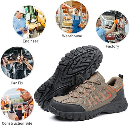 ANGRYRAM Steel Toe Shoes for Men Women Lightweight Indestructible Work Shoes Breathable Slip Resistant Safety Sneakers Comfortable Puncture Proof Shoes for Working Construction Industry