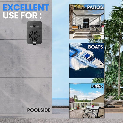 PyleUsa Bluetooth Indoor Outdoor Speakers Pair - 500 Watt Dual Waterproof 5.25 2-Way Full Range Speaker System w 12 High Compliance Polymer Tweeter - Home, Boat,Deck, Patio, Poolside - PDWRBT56BK