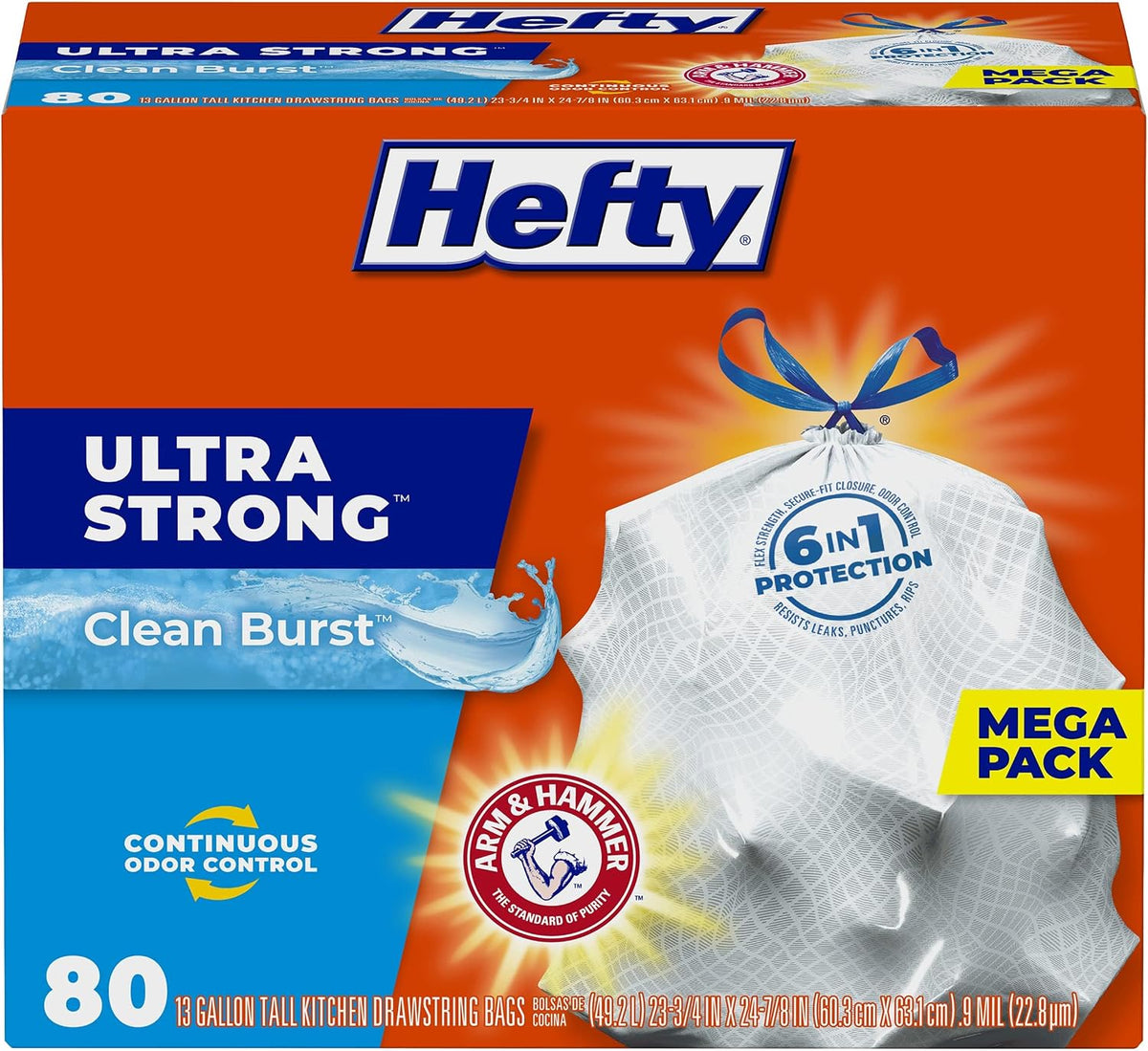 Hefty Ultra Strong Tall Kitchen Trash Bags, 13 Gallon