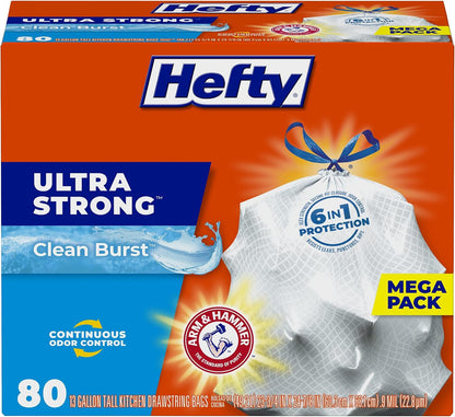 Hefty Ultra Strong Tall Kitchen Trash Bags, 13 Gallon