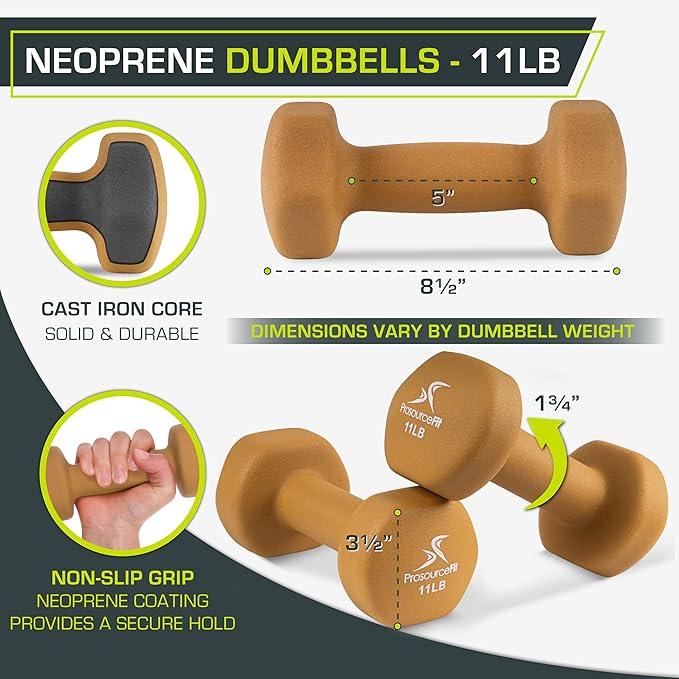 ProsourceFit Neoprene Dumbbell Coated for Non-Slip Grip, 10 lb