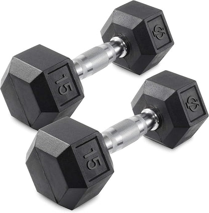 Philosophy Gym Rubber Coated Hex Dumbbell Hand Weights, Pairs