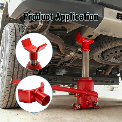 Bottle Jack Adapter for 12-Ton Bottle Jack - Heavy Duty Steel Lifting Saddle Compatible with 3" & 4" Round/Square Axle Tubes - Fits 1.65" or Smaller Jack Accessories - 20,000 lb Capacity (Red)
