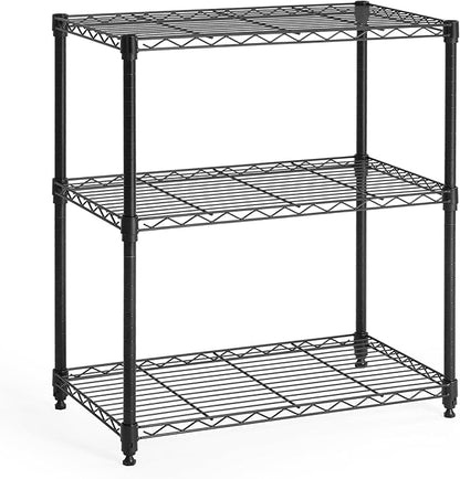CAPHAUS 3/4/5-Tier Adjustable Height Wire Shelving Unit, Rack Shelving, Metal Steel Shelves, Garage Organizer, Utility Storage Shelf, 3-Tier Without Wheels, Black