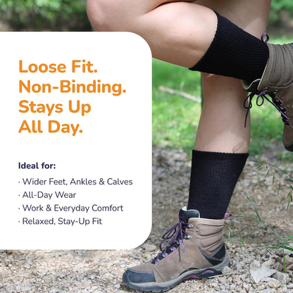 Loose Fit Stays Up Men's and Women's Casual Crew Socks (Pack of 1) Made in USA! Cushioned Sole