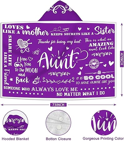 Hexagram Aunt Gifts for Women, Aunt Gifts from Niece, Auntie Gift Ideas, Best Aunt Ever Gifts Wearable Blanket, Aunt Gifts from Nephew Soft Flannel Wearable Blankets