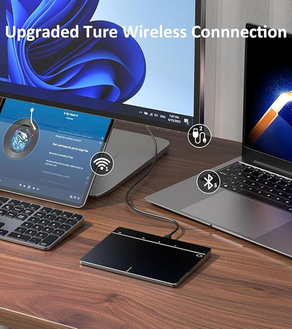 Homiguar Wireless Bluetooth Trackpad for Windows 10 & 11, 3-in-1 Connectivity Modes,High Precision Control, Portable Multi-Touch Gestures touchpad for PC & Laptop (Black)