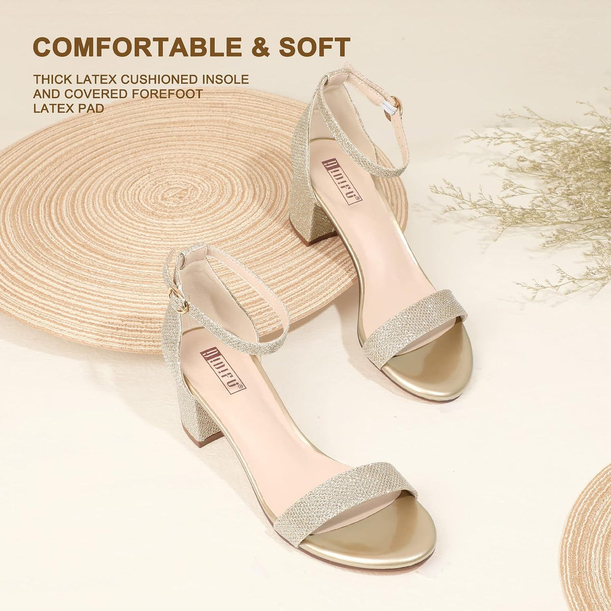 IDIFU Women's Cookie-LO Low Block Heel Ankle Strap Sandals