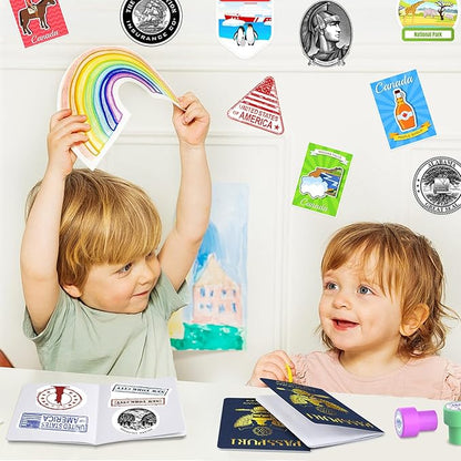 18 Pcs Blank Passport Notebook Fake Passport Books for Kids Travel Journal 4 x 5.5Inch Blank Passport Notebook World Travel Pretend Activity Classroom School Projects Theme Party Favors