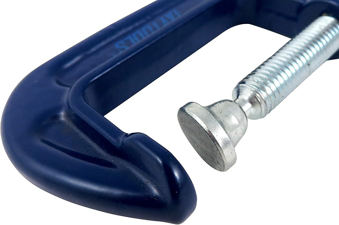 2 Pack Taytools 2 Inch C Clamps Malleable Steel Frame Power Coated Threads Zinc Plated Carbon Steel Spindle and Sliding Bar (2, 2 inch)