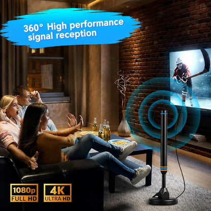 TV Antenna Indoor Antenna for Smart TV for Long Range Reception and All Smart TVs HD Digital Antenna with Amplifier Signal Booster for Local Channels Supports 4K 1080p-Interchangable Orange/Blue color rings