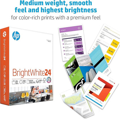 HP Papers  8.5 x 11 Paper  BrightWhite 24 lb 1 Ream - 500 Sheets 100 Bright  Made in USA - FSC Certified  203000R