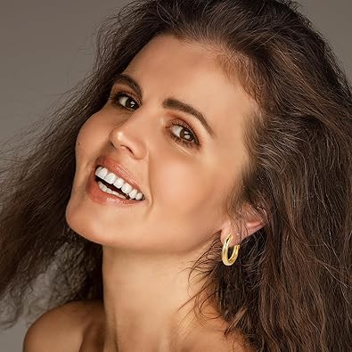 Gold Earrings Set for Women Gold Hoop Earrings Dangle Drop Pearl Earrings Pack Chunky Hoops Jewelry for Birthday Party Gift