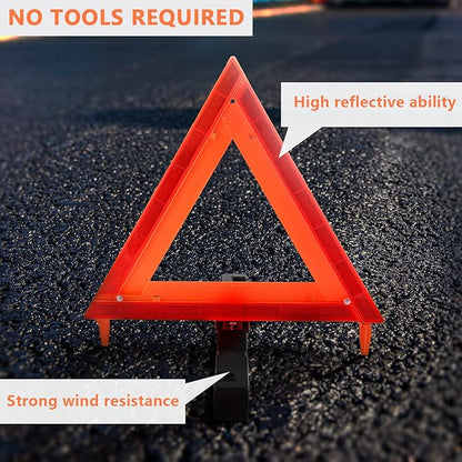 Safety Triangles DOT Approved, Standard Warning Triangles Enmergency Reflector, Emergency Triangles for Vehicles with Carry Case(3 Pack,Without Sand)