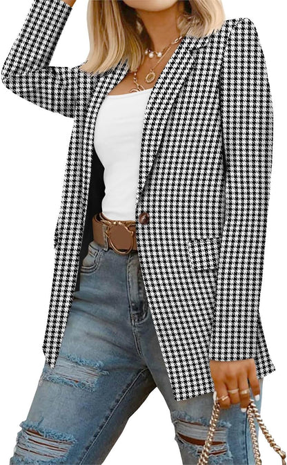 CRAZY GRID Women Business Casual Blazer with Lined Professional Work Suit Jacket with Pockets.