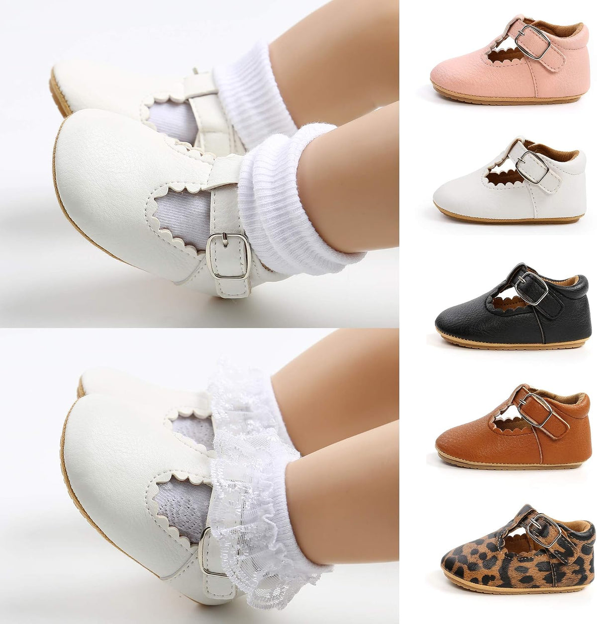 Baby Boys Girls High Top Ankle PU Leather Sneakers Soft Rubber Sole Infant Moccasins Newborn Oxford Loafers Anti-Slip Toddler Wedding Uniform Dress Shoes
