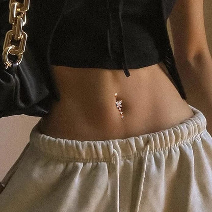 JeryWe 10 Pcs Belly Button Rings Clicker Belly Ring for Women 14G Belly Button Rings Dangling Snake Evil Eye Heart CZ Butterfly Flower Belly Rings Surgical Steel Navel Rings Body Piercing Jewelry